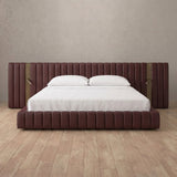 Performance Leather Burgundy — Extended Headboard with Integrated Lighting