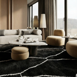 Black & White Abstract Lines Moroccan Rug