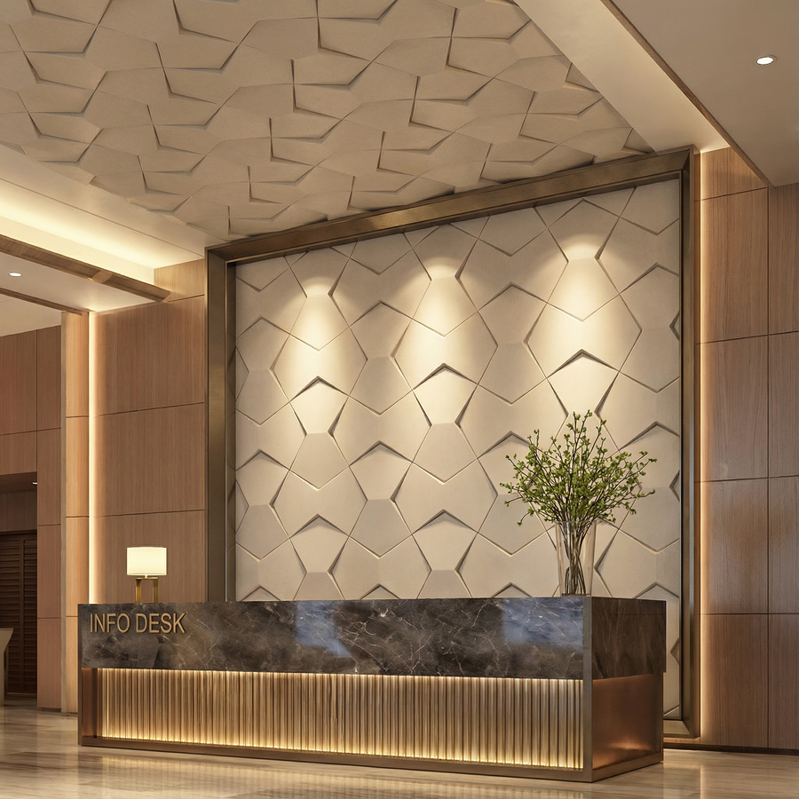 Bowtie Geometric 3D Leather Wall Panel in Classic White