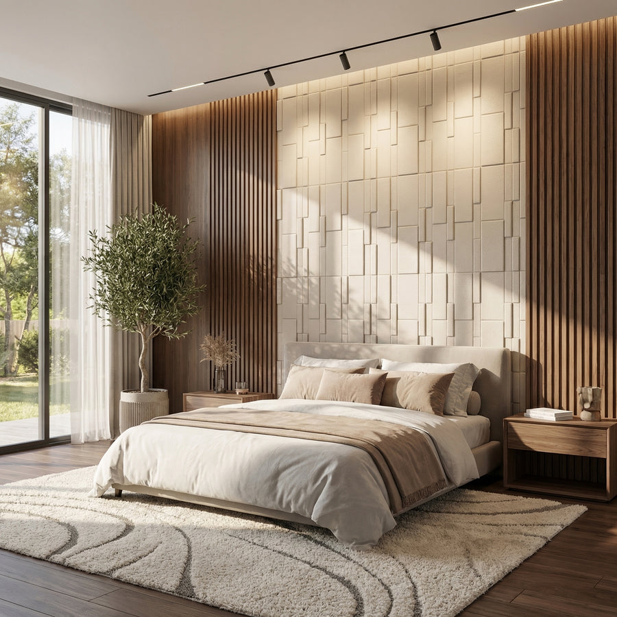 Flux Square 3D Leather Wall Panel in Classic White