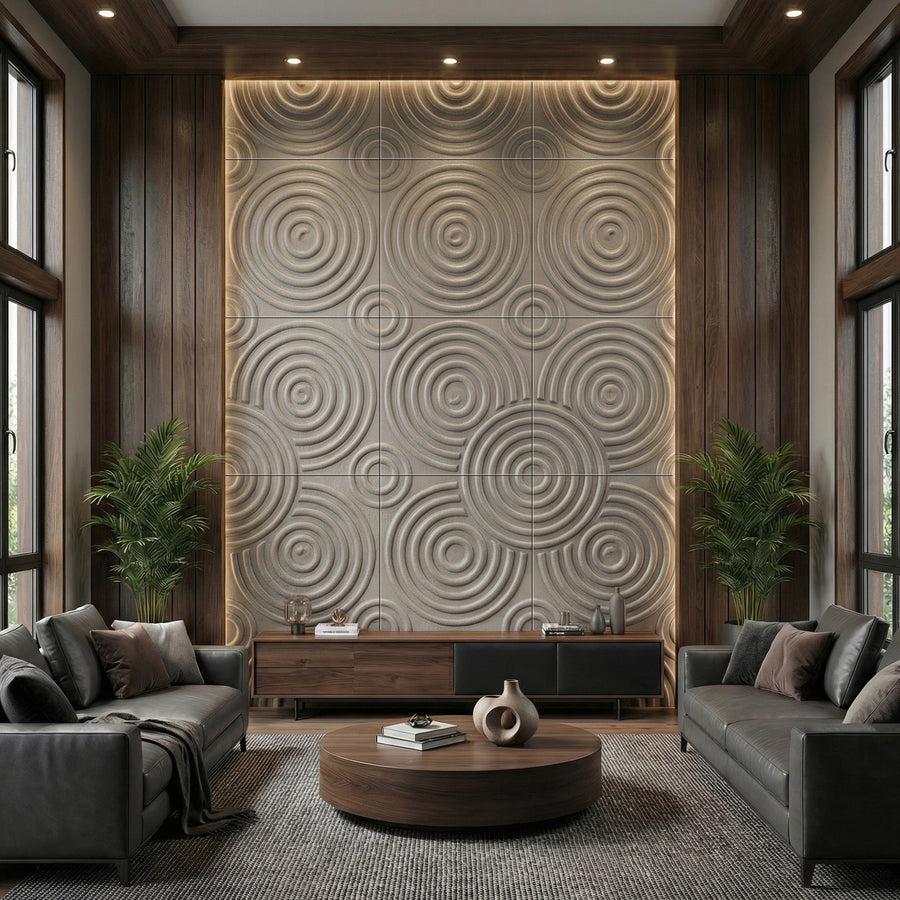 Hypnotized Square 3D Leather Wall Panel in Classic White