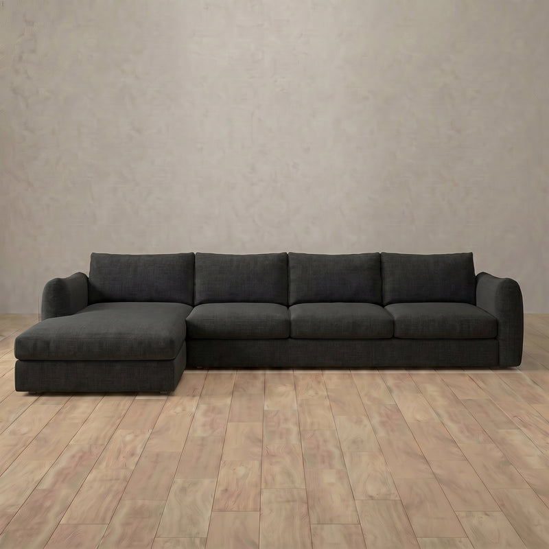 Linen Blend::4 Seater- Right Facing with Chaise  Product Gallery  Charcoal Linen Blend 7:LB