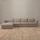 Linen Blend::4 Seater- Right Facing with Chaise  Product Gallery  Taupe Linen Blend