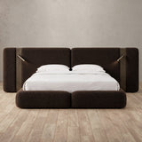 Boucle Espresso — Extended Headboard with Integrated Lighting