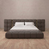 Performance Leather Truffle — Extended Headboard with Integrated Lighting