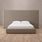 Performance Leather Taupe — Full Height Headboard
