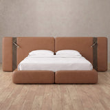 Performance Leather Cognac — Extended Headboard with Integrated Lighting