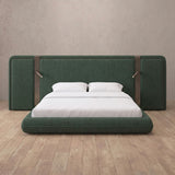 Linen Blend Forest Green — Extended Headboard with Integrated Lighting