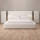 Performance Leather Off White — Extended Headboard with Integrated Lighting