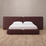 Performance Leather Burgundy — Extended Headboard