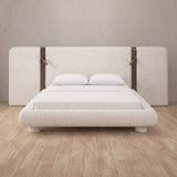 Linen Blend Off White — Extended Headboard with Integrated Lighting