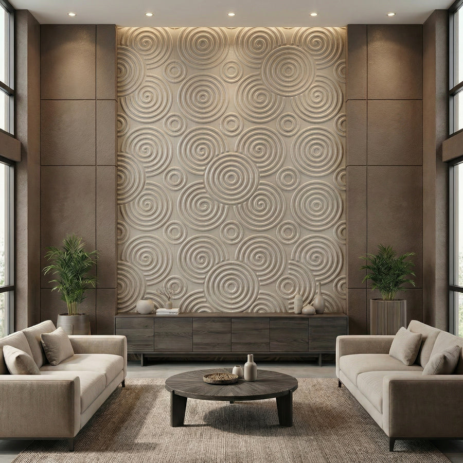 Hypnotized Square 3D Leather Wall Panel in Classic White