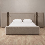 Boucle Taupe — Extended Headboard with Integrated Lighting