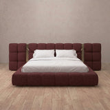 Linen Blend Burgundy — Extended Headboard with Integrated Lighting