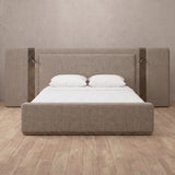 Linen Blend Taupe — Extended Headboard with Integrated Lighting
