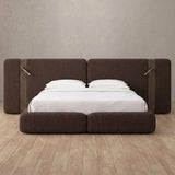 Linen Blend Espresso — Extended Headboard with Integrated Lighting