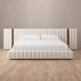 Performance Leather Off White — Extended Headboard with Integrated Lighting