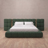 Linen Blend Forest Green — Extended Headboard with Integrated Lighting