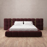 Boucle Burgundy — Extended Headboard with Integrated Lighting