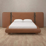Performance Leather Cognac — Extended Headboard with Integrated Lighting