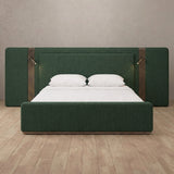 Linen Blend Forest Green — Extended Headboard with Integrated Lighting