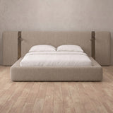 Linen Blend Taupe — Extended Headboard with Integrated Lighting