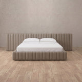 Performance Leather Taupe — Extended Headboard