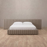 Performance Leather Taupe — Extended Headboard