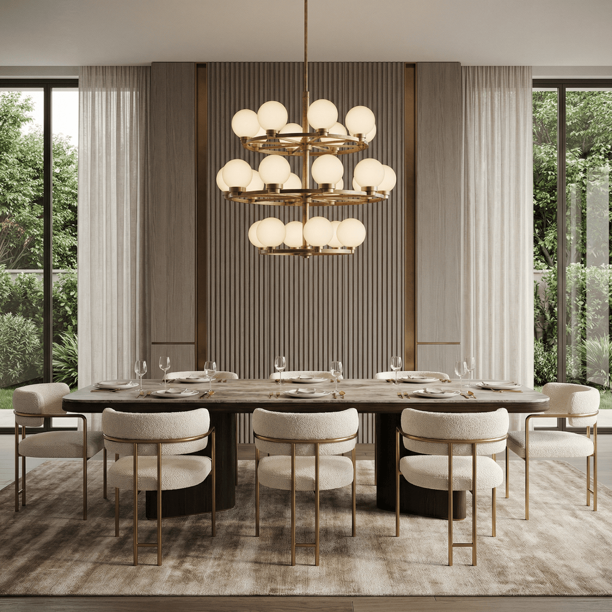 Halo Strata Two-Tier Rectangular Chandelier — lifestyle