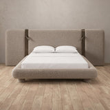 Boucle Taupe — Extended Headboard with Integrated Lighting