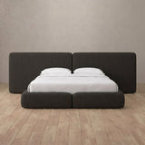 Linen Blend Charcoal — Extended Headboard