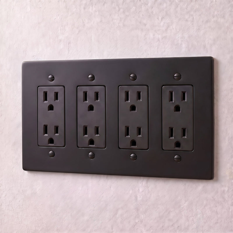 Brass Outlet — 4 Gang · Night Black