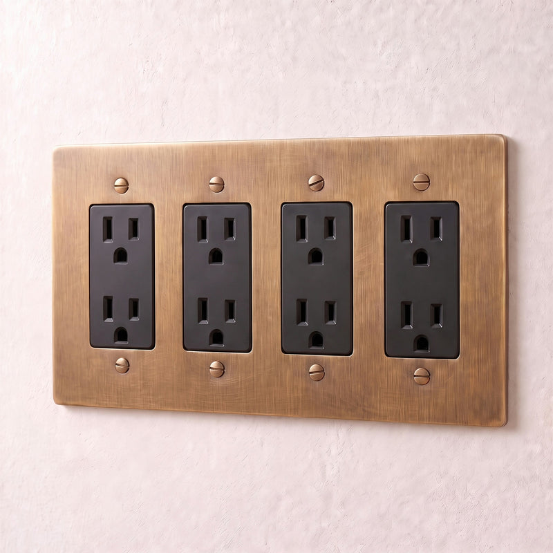 Brass Outlet — 4 Gang · Brass