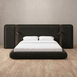 Boucle Charcoal — Extended Headboard with Integrated Lighting