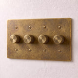 Vintage Brass with Patina::4 Gang