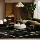 Black & White Abstract Lines Moroccan Rug