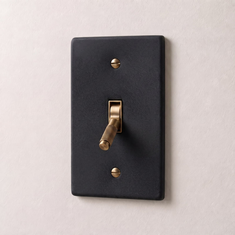 Brass Toggle Switch — 1 Gang · Night Black with Brass