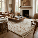 Beige Abstract Lines Moroccan Rug