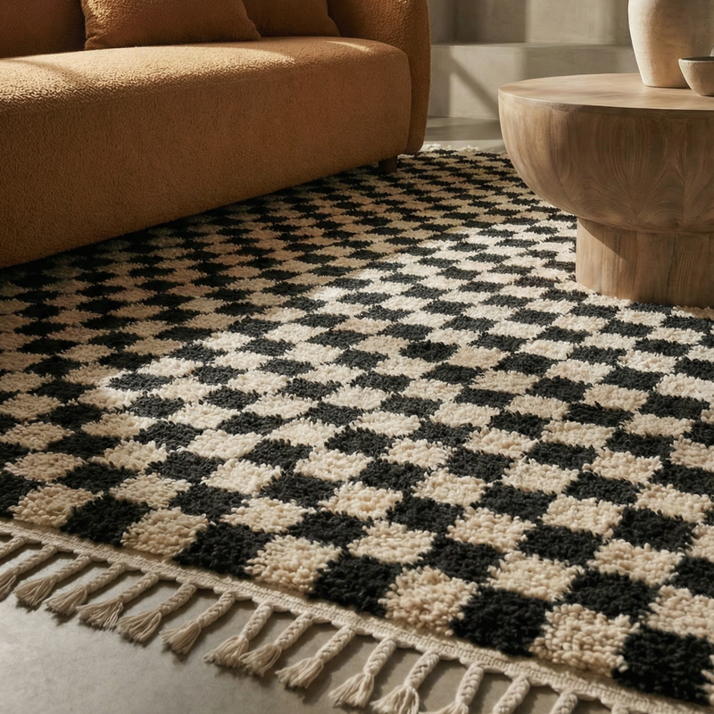 Checkered Shag Moroccan Rug – Articture