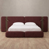 Linen Blend Burgundy — Extended Headboard with Integrated Lighting