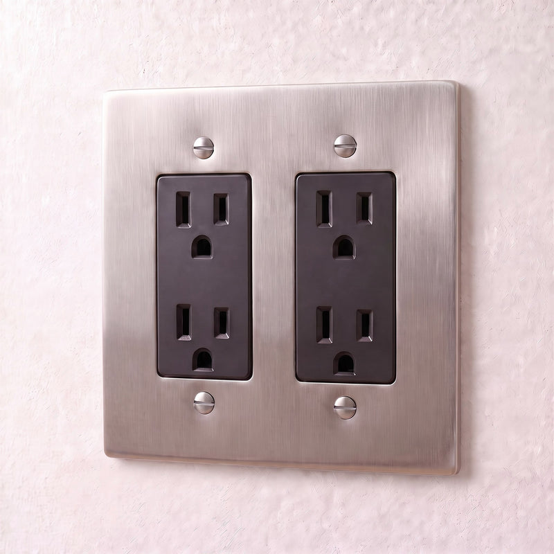 Brass Outlet — 2 Gang · Stainless Steel