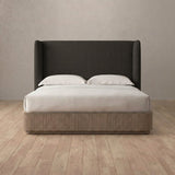 Linen Blend Charcoal — Full Height Headboard