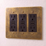 Vintage Brass with Patina::3 Gang::GFCI