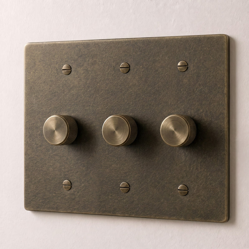 Brass Dimmer Switch (1-5 Gang) — Bronze with Patina