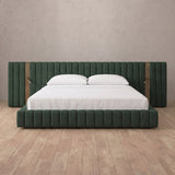 Linen Blend Forest Green — Extended Headboard with Integrated Lighting