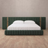 Linen Blend Forest Green — Extended Headboard with Integrated Lighting