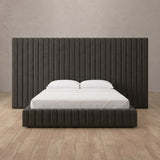 Linen Blend Charcoal — Full Height Headboard