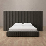 Linen Blend Charcoal — Full Height Headboard