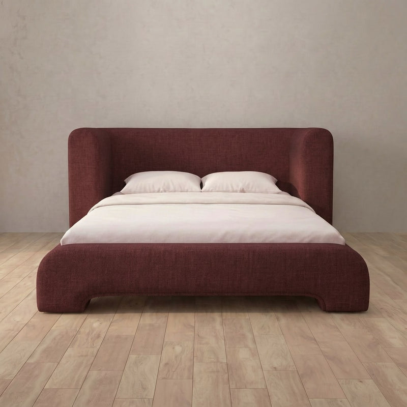 Hudson Bed — Linen Blend Burgundy