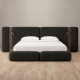 Boucle Charcoal — Extended Headboard with Integrated Lighting